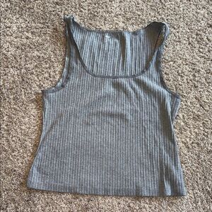 Aerie grey lace trim ribbed tank size large